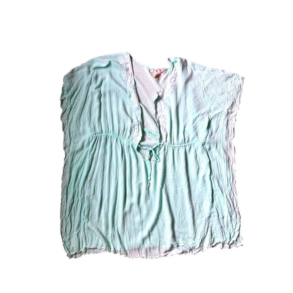 Op Mint Green Embroidered Kaftan Swim Cover‎ Up XL Womens Resort Vacation Pool